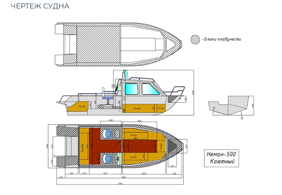 Алюминиевый катер Неман-500 (каютный) в Перми