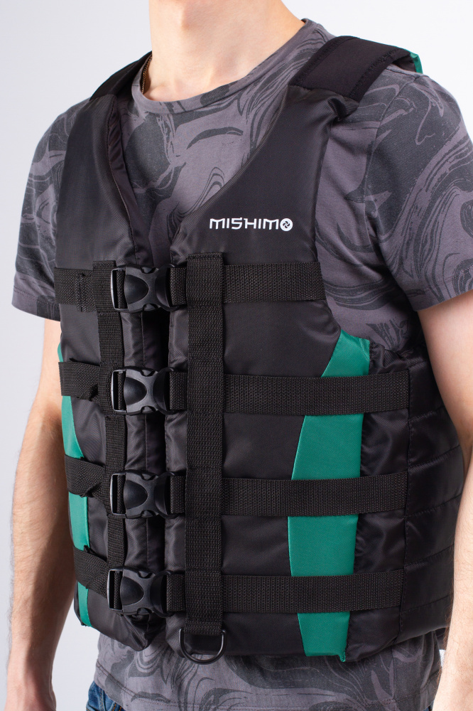 Жилет спасательный MISHIMO PRO Премиум качества Черно-зеленый в Перми