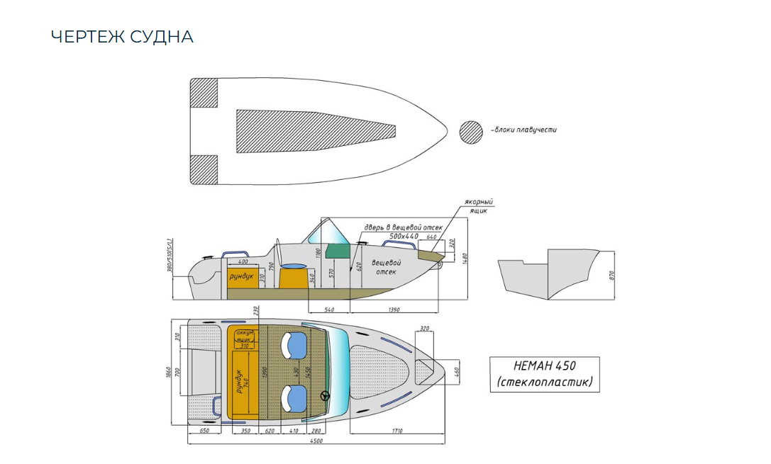 Стеклопластиковый катер Neman-450 в Перми