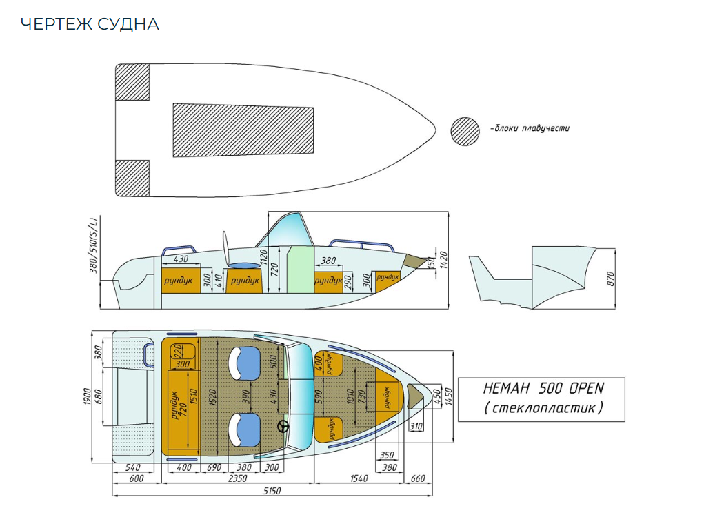 Стеклопластиковый катер Neman-500 Open в Перми