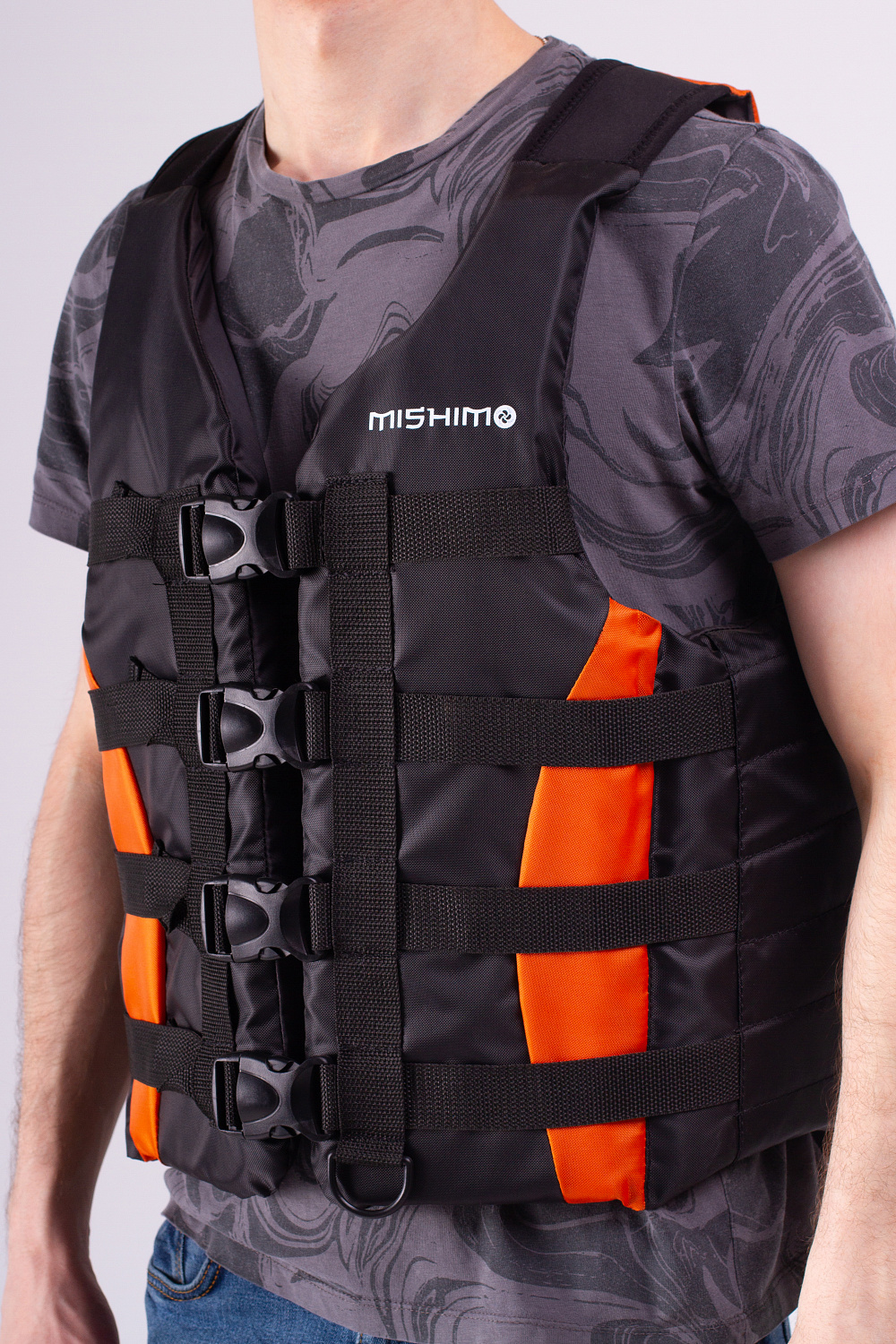 Жилет спасательный MISHIMO PRO Премиум качества Черно-оранжевый в Перми